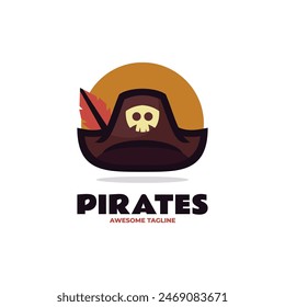 Vector Logo Ilustración Piratas Sombrero Simple Estilo Mascota.