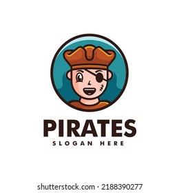 Vector Logo Illustration Pirates Mascot Cartoon Style.