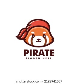 Vector Logo Illustration Pirates Red Panda Mascot Cartoon Style.