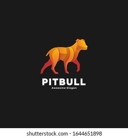 Vector Logo Illustration Pit bull Gradient Colorful Style