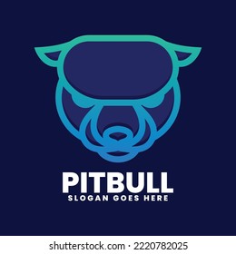 Vector Logo Illustration Pit Bull Gradient Line Art Style.