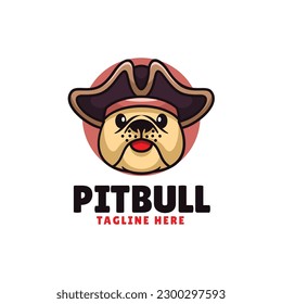 Vector Logo Illustration Pitbull Mascot Cartoon Style.