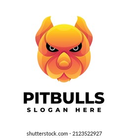 Vector Logo Illustration Pitbulls Gradient Colorful Style.