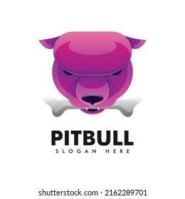 Vector Logo Illustration Pitbulls Gradient Colorful Style.