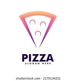 Vector Logo Illustration Pizza Gradient Colorful Style.