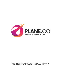 Vector Logo Illustration Plane Gradient Colorful Style