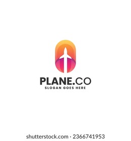 Vector Logo Illustration Plane Gradient Colorful Style