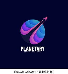 Vector Logo Illustration Planet Gradient Colorful Style.