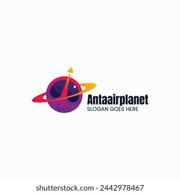 Vector Logo Illustration Planet Gradient Colorful Style