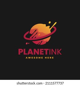 Vektorlogo Illustration Planet Ink Farbverlauf-Stil.