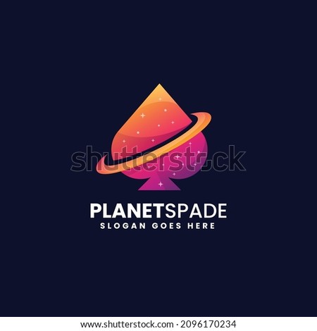Vector Logo Illustration Planet Spade Gradient Colorful Style.