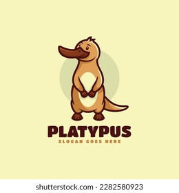 Vector Logo Illustration Platypus Mascot Cartoon Style.