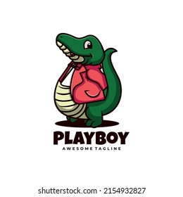 Vector Logo Illustration Play Boy Mascot Cartoon Style.