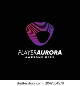 Vector Logo Illustration Play Button Gradient Line Art Style.
