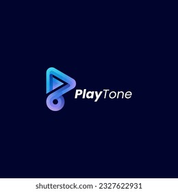 Vector Logo Illustration Play Tone Gradient Colorful Style