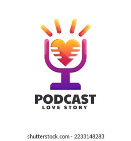 Vector Logo Illustration Podcast Gradient Colorful Style