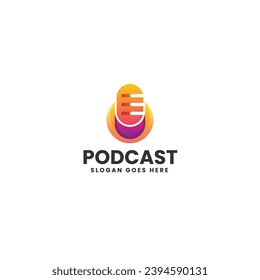 Ilustración de logotipo vectorial Estilo de color gradiente de podcast