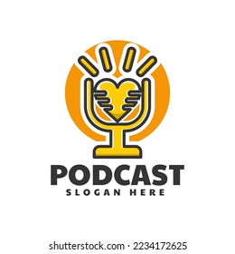 Vector Logo Illustration Podcast Simple Mascot Style
