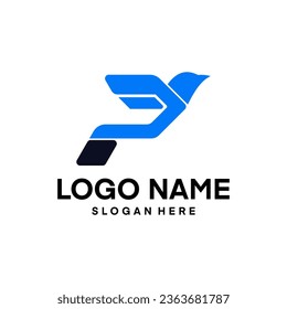 Vector Logo Illustration Point Bird Dual Meaning Style.