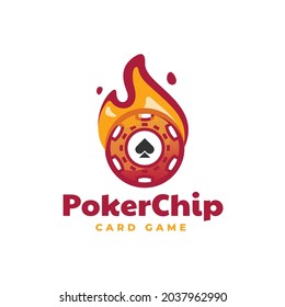 Vector Logo Illustration Poker Chip Simple Mascot Style.