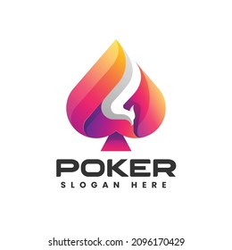 Vector Logo Illustration Poker Gradient Colorful Style.