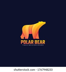 Vector Logo Illustration Polar Bear Gradient Colorful Style.