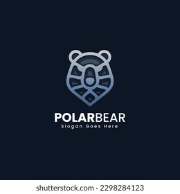 Vector Logo Illustration Polar Bear Gradient Line Art Style