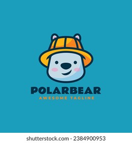 Ilustración del logotipo vectorial Estilo de caricatura de oso polar.