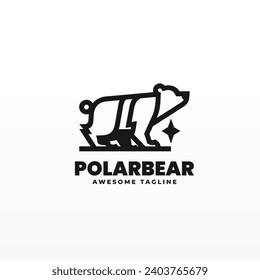 Vector Logo Illustration Polar Bear Line Art Style.