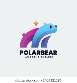 Vector Logo Illustration Polar Bear Gradient Colorful Style.