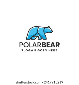 Vector Logo Illustration Polar Bear Love Mascot Cartoon Style