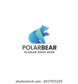 Ilustración del logotipo del vector Estilo de color gradiente del oso polar