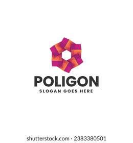 Vector Logo Illustration Poligon Gradient Colorful Style