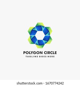 Vector Logo Illustration Polygon and Gear Gradient Colorful Style.
