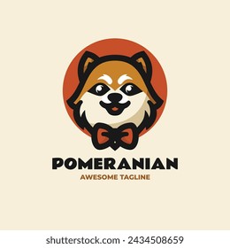 Vector Logo Illustration Pomeranian Dog Mascot Cartoon Style.