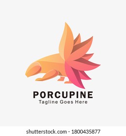 Vector Logo Illustration Porcupine Gradient Colorful Style.