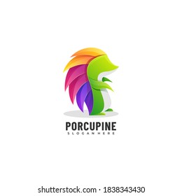 Vector Logo Illustration Porcupine Gradient Colorful Style.