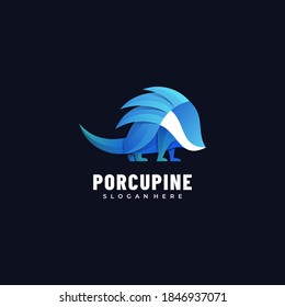 Vector Logo Illustration Porcupine Gradient Colorful Style.