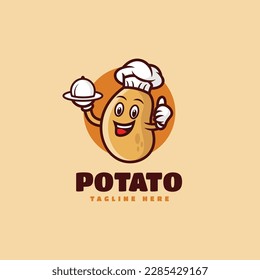 Vector Logo Illustration Potato Mascot Cartoon Style.