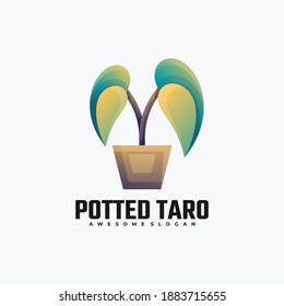 Logo Vector Ilustración Gradiente Taro Potado Estilo Colorido.