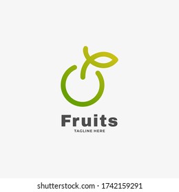 Vector Logo Illustration Power Fruit Line Art Color Style.