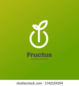 Vector Logo Illustration Power Fruit Line Art Style.