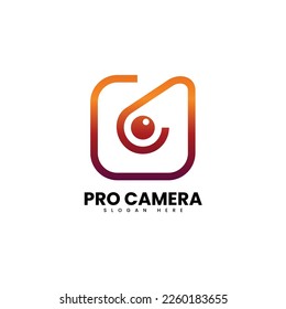 Vector Logo Illustration Pro Camera Gradient Colorful Style.