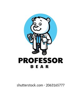 Vector Logo Illustration Professor Mascot Cartoon Style.