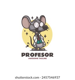 Vector Logo Illustration Professor Mascot Cartoon Style.