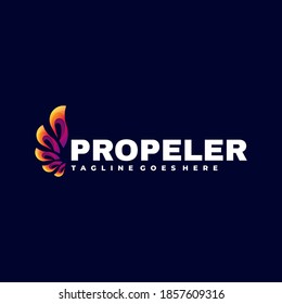 Vector Logo Illustration Propeller Gradient Colorful Style.