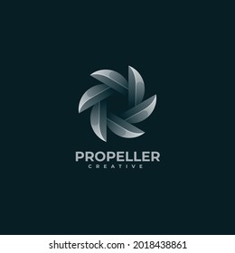 Vector Logo Illustration Propeller Gradient Colorful Style.