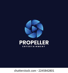 Vector Logo Illustration Propeller Gradient Colorful Style.