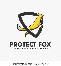 Vector Logo Illustration Protect Fox Simple Mascot Style