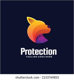 Vector Logo Illustration Protection Gradient Colorful Style.